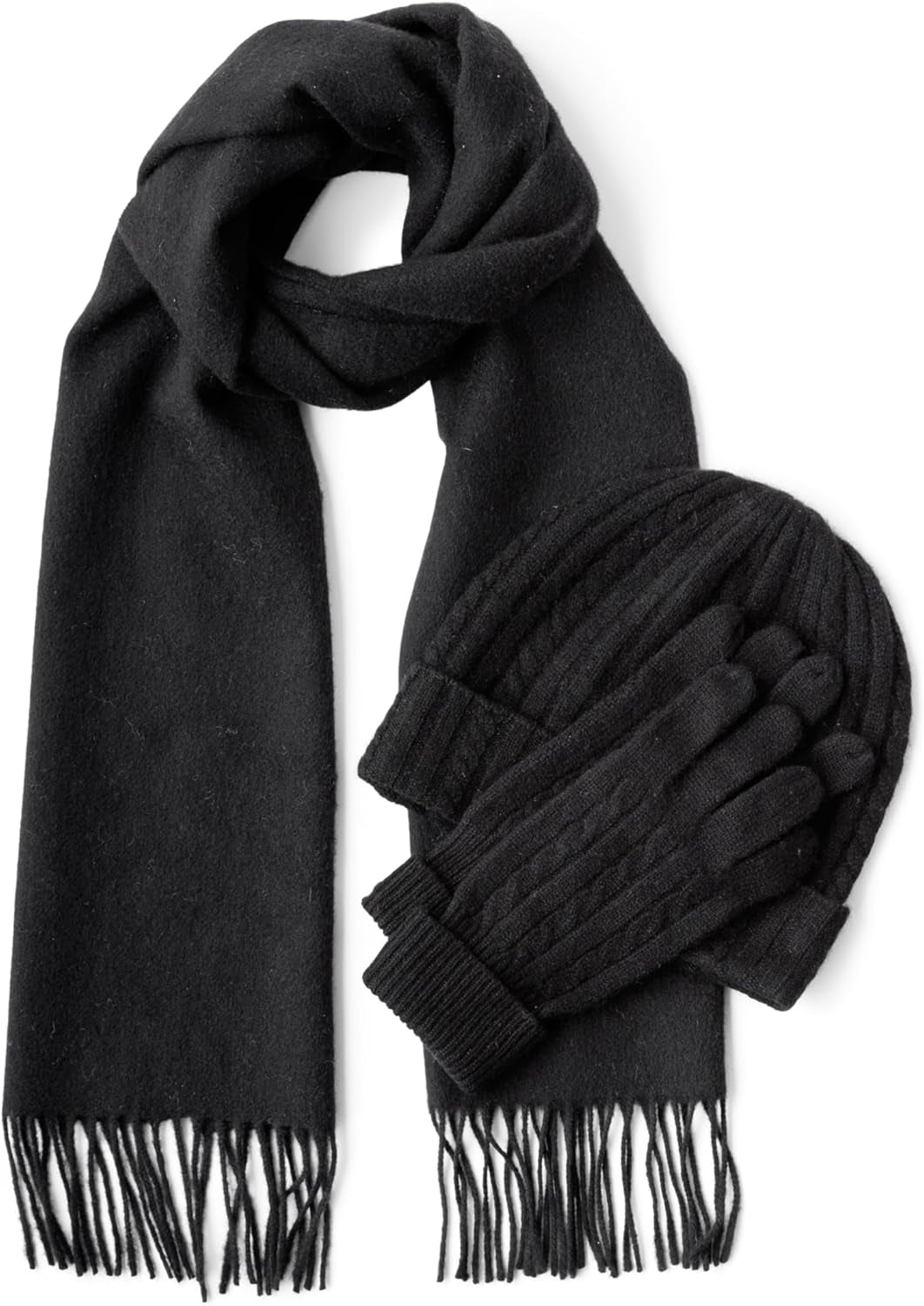 Women'S 100% Cashmere 3Pc Hat Glove and Scarf Set; with Exquisite Box