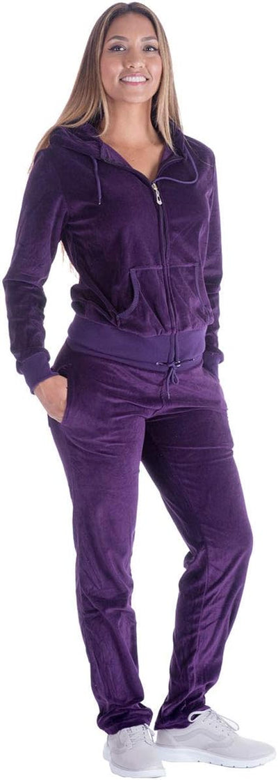 Women'S Track Suit Set 2 Piece Velvet Sweatsuits Jogging Sweatshirt & Sweatpants Sport Wear Outfits