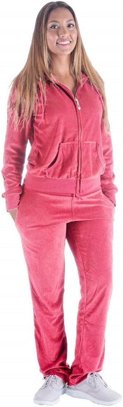 Women'S Track Suit Set 2 Piece Velvet Sweatsuits Jogging Sweatshirt & Sweatpants Sport Wear Outfits