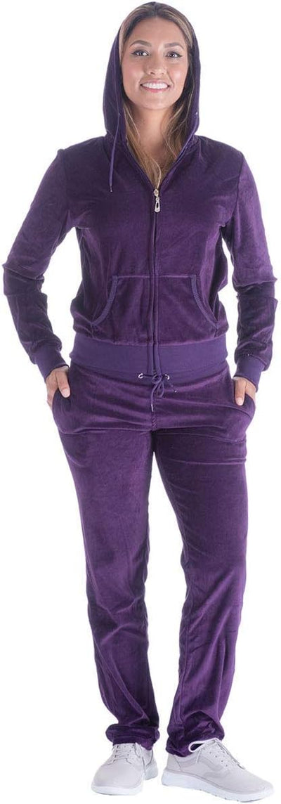 Women'S Track Suit Set 2 Piece Velvet Sweatsuits Jogging Sweatshirt & Sweatpants Sport Wear Outfits