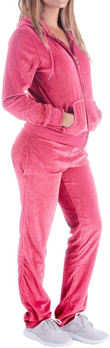 Women'S Track Suit Set 2 Piece Velvet Sweatsuits Jogging Sweatshirt & Sweatpants Sport Wear Outfits