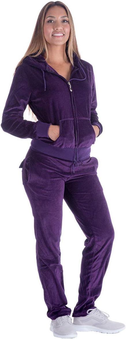 Women'S Track Suit Set 2 Piece Velvet Sweatsuits Jogging Sweatshirt & Sweatpants Sport Wear Outfits