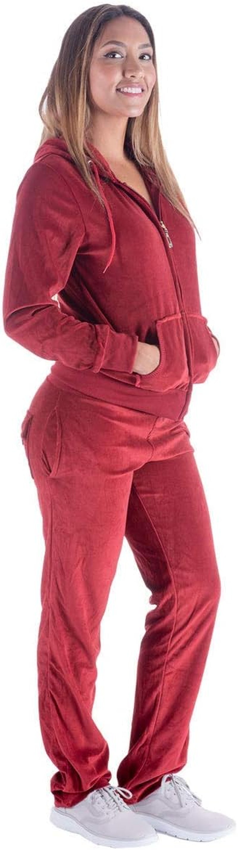 Women'S Track Suit Set 2 Piece Velvet Sweatsuits Jogging Sweatshirt & Sweatpants Sport Wear Outfits