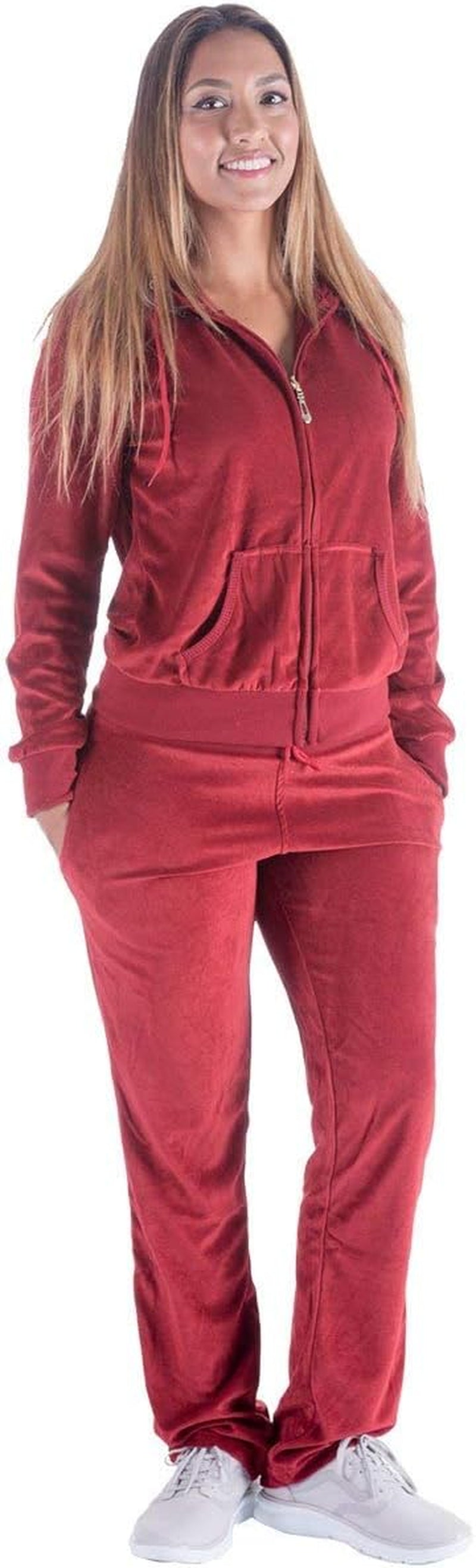 Women'S Track Suit Set 2 Piece Velvet Sweatsuits Jogging Sweatshirt & Sweatpants Sport Wear Outfits